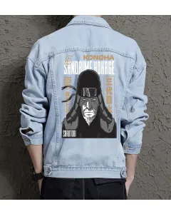 Naruto Jean Jacket for Men – Gift for Anime Fans – Christmas Gift - Light Blue - Main View