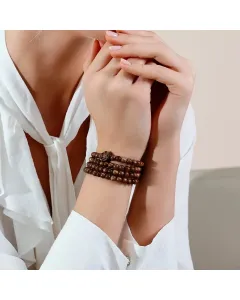 Natural Agarwood Bracelet for Spiritual Gift Buyers – Handcrafted Calming Bracelet for Meditation, Protection – Brown Agarwood – Main View