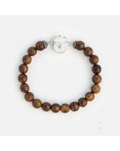 Natural Agarwood Bracelet for Spiritual Gift Buyers – Handcrafted Calming Energy for Meditation, Protection – Brown Agarwood, White – Main View