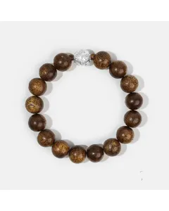 Natural Agarwood Bracelet for Women and Men – Handcrafted Spiritual Wood Bracelet for Daily Wear, Meditation – Brown – Main View