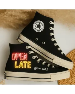 Neon Embroidered Canvas Sneakers for Women, Men, Kids – Stand Out with Style for Everyday Wear, Special Events - Custom Embroidered - Main View