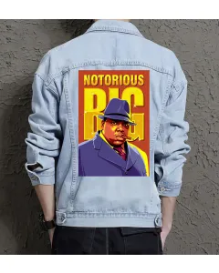 Notorious Big Jean Jacket for Men – Gift for Hip Hop Fans – Birthday Present - Light Blue - Main View