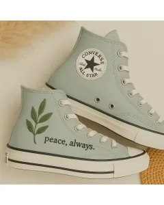 Olive Branches Sneakers for Women – Trendy Footwear for Casual Walks, Festivals – Perfect Gift for Nature Lovers - Custom Embroidered - Main View