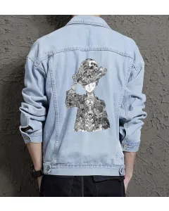 One Piece Jean Jacket for Men – Gift for Anime Fans – Christmas Gift - Light Blue - Main View