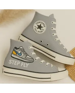 Pampas Grass Print Sneakers for Nature Lovers, Trendsetters – Stylish Comfort for Everyday Wear, Outdoor Adventures - Custom Embroidered - Main View