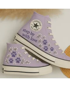 Paw Print Sneakers for Pet Lovers – Comfortable and for Casual Walks, Pet Adoption Events  Perfect Gift for Animal Rescue Volunteers - Custom Embroidered - Main View
