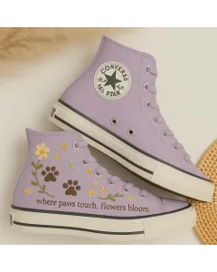 Pawprints Trail Sneakers for Pet Lovers – Comfortable Footwear for Casual Walks, Pet Adoption Events,  Perfect Gift for Dog Owners - Custom Embroidered - Main View