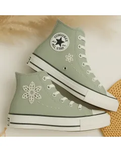 Petal Perforated Sneakers for Women – Comfortable and Chic for Casual Walks, Outings – Perfect Gift for Shoe Lovers - Custom Embroidered - Main View