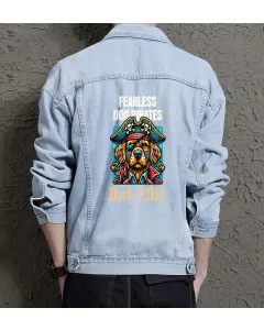 Pirates Jean Jacket for Men – Gift for Skateboarders – Birthday Present - Light Blue - Main View