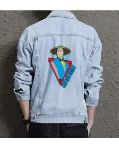 Raiden Street Fighter Denim Jacket for Men - Gift for Gamers - Christmas Gift - Light Blue - Main View