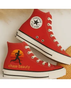 Red Beauty Sneakers for Women – Stylish and Comfortable Shoes for Casual Outings, Everyday Wear - Custom Embroidered - Main View