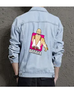 Retro Baraha Denim Jacket for Men - Gift for Vintage Enthusiasts - Christmas Present - Light Blue - Main View