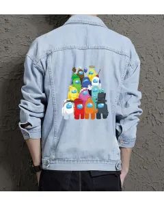 Retro Cartoon Denim Jacket for Men – Gift for Nostalgic Fans – Casual Wear - Light Blue - Main View