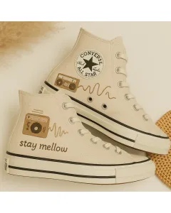 Retro Embroidered Sneakers for Trendsetters, Fashionistas, Street Style Lovers – Stylish Statement Shoes for Casual Outings, Everyday Wear - Custom Embroidered - Main View