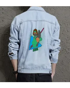 Retro Jade Denim Jacket for Women – Unique Gift – Anniversary Celebration - Light Blue - Main View