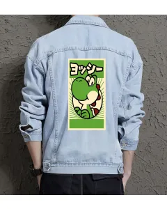 Retro Mario Denim Jacket for Men – Gift for Nintendo Fans – Christmas Gift - Light Blue - Main View