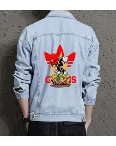 Retro Mario Denim Jacket for Men – Gift for Nintendo Fans – Christmas Gift - Light Blue - Main View