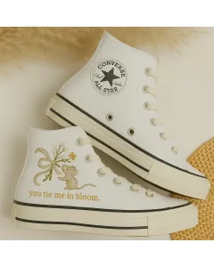 Ribbon Sneakers for Women – Trendy Footwear for Fashionistas, Runners, and Students – Perfect Gift for Birthdays, Graduations - Custom Embroidered - Main View