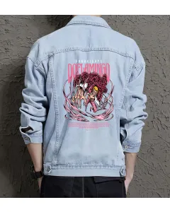 Roronoa Zoro Jean Jacket for Men – Gift for Anime Fans – Birthday Present - Light Blue - Main View