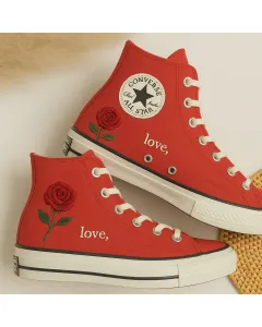 Rose Sneakers for Women – Trendy Footwear for Casual Walks, Parties, and Outings – Perfect Gift for Fashion-loving Ladies - Custom Embroidered - Main View