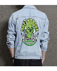 Rue Morgue Jean Jacket for Men – Gift for Streetwear Fans – Birthday Present - Light Blue - Main View