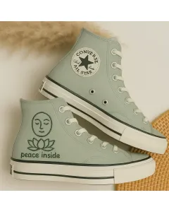 Sage Green Comfort Sneakers for Outdoor Enthusiasts, Travelers, Athleisure Lovers – Stylish and Supportive for Adventures, Walking - Custom Embroidered - Main View