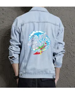 Santa Cruz Denim Jacket for Men – Gift for Skateboarders – Christmas Gift - Light Blue - Main View