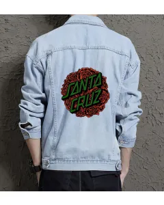Santa Cruz Denim Jacket for Men - Gift for Skateboarders - Christmas Gift - Light Blue - Main View