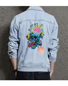 Santa Cruz Denim Jacket for Men – Gift for Skateboarders – Christmas Gift - Light Blue - Main View