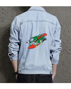 Santa Cruz Denim Jacket for Men – Gift for Skaters – Christmas Gift - Light Blue - Main View