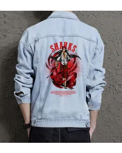 Shanks Jean Jacket for Men – Gift for Streetwear Fans – Birthday Present - Light Blue - Main View