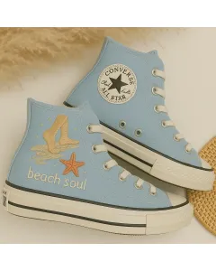 Sleek White Beach Sneakers for Women – Stylish Comfort for Casual Outings, Beach Days - Custom Embroidered - Main View