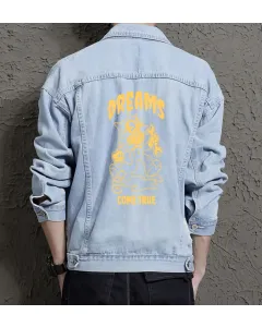 Sonic Dreams Come True Men's Denim Jacket - Vintage Gamer Gift - Stylish Outerwear - Christmas Present - Light Blue - Main View