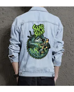 Sound Thesirens Jean Jacket for Men – Gift for Music Fans – Christmas Gift - Light Blue - Main View