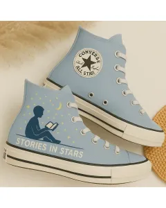Starry Night Glow-in-the-dark Shoes for Stargazers, Night Owls – Illuminate Your Adventures, Nighttime Fun - Custom Embroidered - Main View