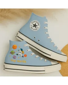 Starry Night Sky Sneakers for Nature Lovers, Outdoor Enthusiasts – Unique Design for Camping, Hiking, Festivals - Custom Embroidered - Main View