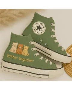 Stylish Earthy Charm Sneakers for Women & Outdoor Enthusiasts – Comfort & Style for Casual Outings, Nature Walks - Custom Embroidered - Main View