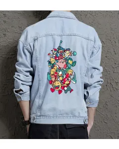 Super Mario Denim Jacket for Men – Gift for Video Game Fans – Christmas Gift - Light Blue - Main View