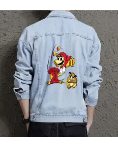 Supper Payaso Denim Jacket - Gaming Gift - Stylish Outerwear for Men - Christmas Present - Light Blue - Main View