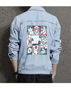 Supper Payaso Men's Denim Jacket - Retro Gaming Gift - Stylish Outerwear - Christmas Present - Light Blue - Main View