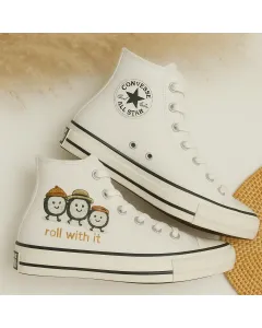 Sushi Design Custom Sneakers for Foodies, Trendsetters, Fashionistas – Unique Style for Casual Outings, Streetwear - Custom Embroidered - Main View