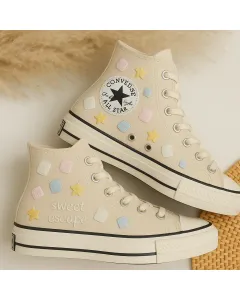 Sweet Embroidered Canvas Sneakers for Women, Girls, Teens – Stylish and Comfortable for Casual Outings, Everyday Wear for Weddings & Festivals - Custom Embroidered - Main View