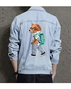 Teddy Back to School Jean Jacket for Men – Gift for Teen Boys – Back-to-school Gift - Light Blue - Main View