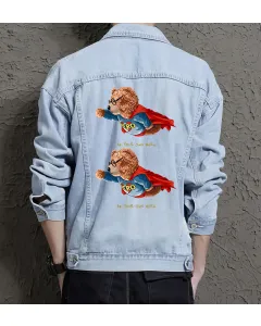 Teddy Be Your Ownhero Jean Jacket for Men – Gift for Streetwear Fans – Birthday Present - Light Blue - Main View