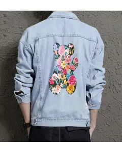 Teddy Bear Jean Jacket for Men – Gift for Streetwear Fans – Christmas Gift - Light Blue - Main View