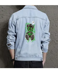 Teddy Bear Jean Jacket for Men – Gift for Teen Boys – Christmas Gift - Light Blue - Main View