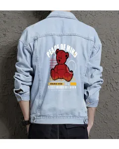 Teddy Bear Jean Jacket for Men – Gift for Teen Boys – Birthday Present - Light Blue - Main View