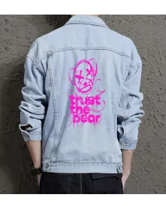 Teddy Bear Jean Jacket for Men – Gift for Teen Boys – Birthday Present - Light Blue - Main View