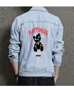 Teddy Bear Jean Jacket for Men – Gift for Teen Boys – Christmas Gift - Light Blue - Main View