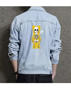 Teddy Bear Jean Jacket for Men – Gift for Teen Boys – Christmas Gift - Light Blue - Main View